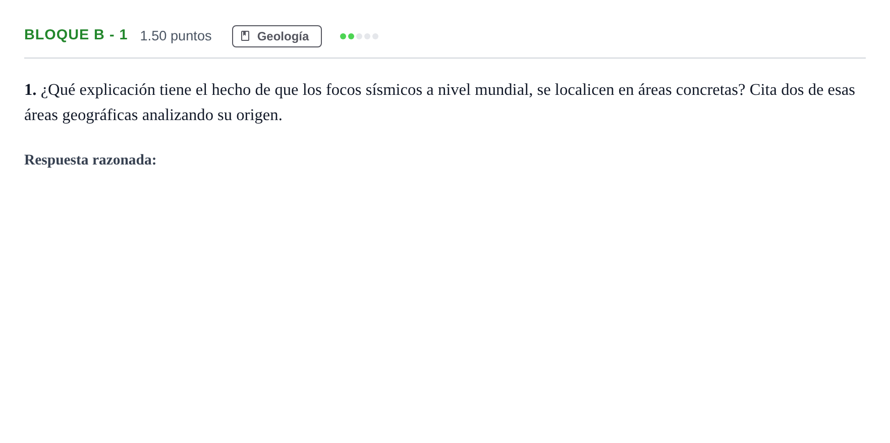 Enunciado: Bloque B - 1 · Ciencias Generales PAU Andalucía Ordinaria Suplente 2024