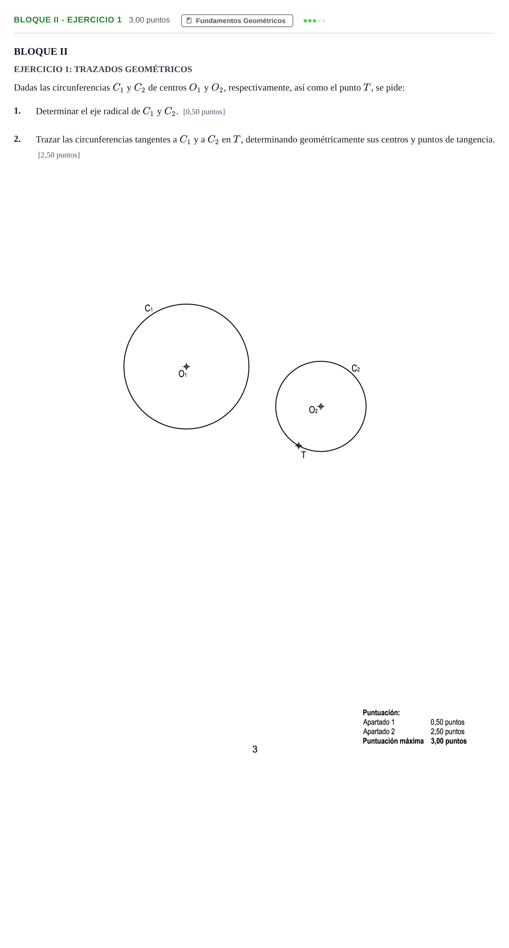 Enunciado: Bloque II - Ejercicio 1 · Dibujo técnico II PAU Andalucía Ordinaria Suplente 2024