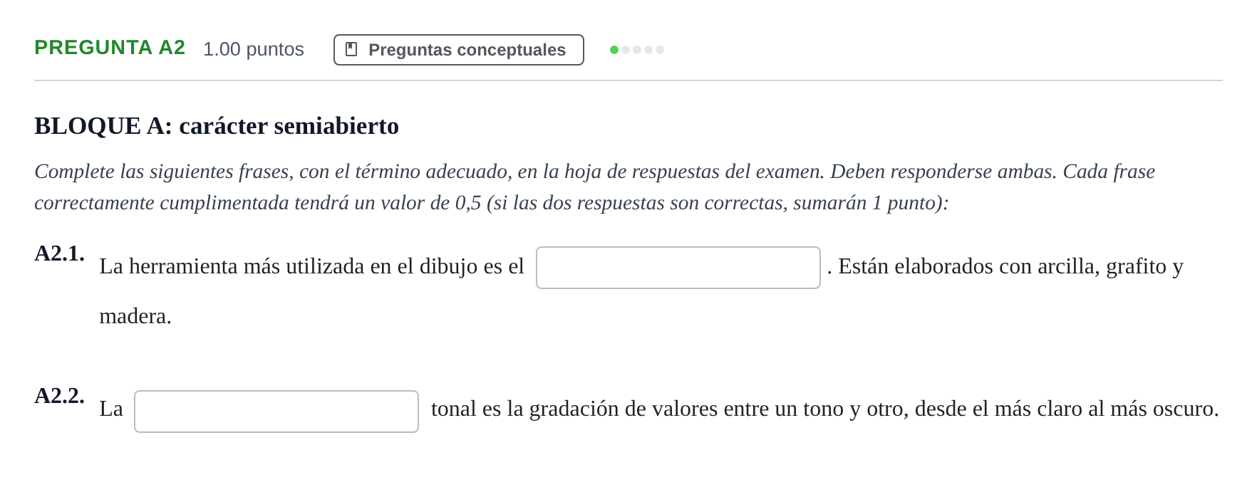Enunciado: Pregunta A2 · Dibujo Artístico II PAU Andalucía Ordinaria Suplente 2024