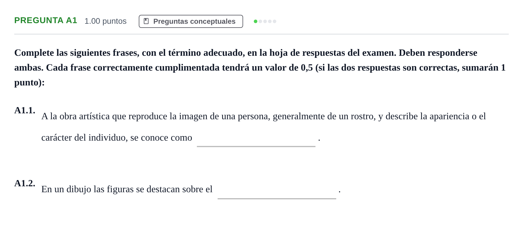 Enunciado: Pregunta A1 · Dibujo Artístico II PAU Andalucía Extraordinaria Reserva 2024