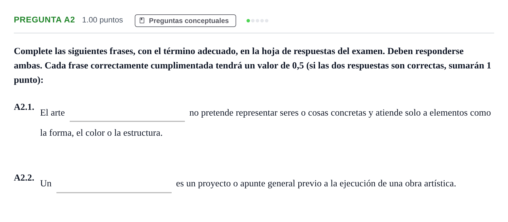 Enunciado: Pregunta A2 · Dibujo Artístico II PAU Andalucía Extraordinaria Reserva 2024