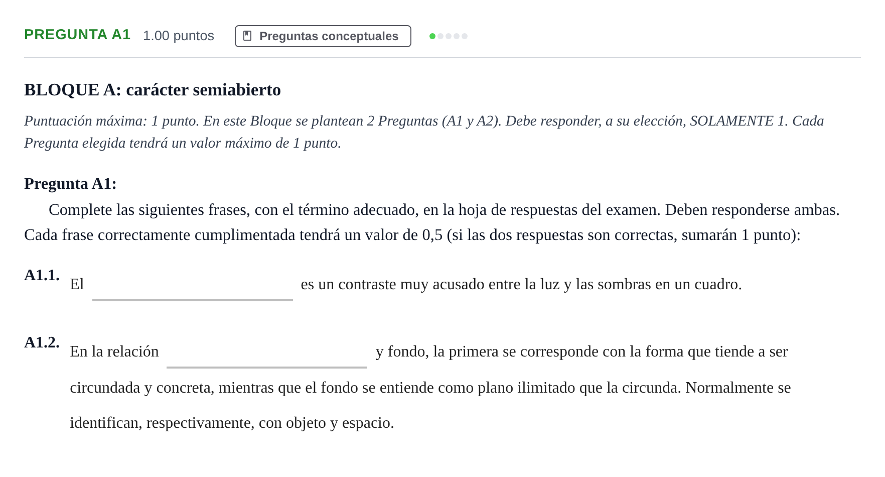Enunciado: Pregunta A1 · Dibujo Artístico II PAU Andalucía Ordinaria Titular 2024