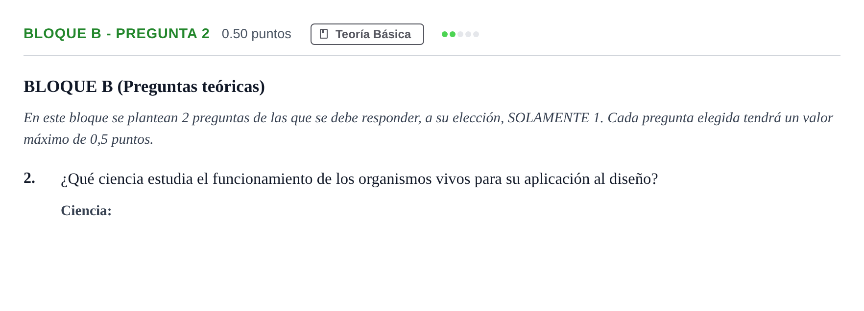 Enunciado: Bloque B - Pregunta 2 · Diseño PAU Andalucía Ordinaria Reserva 2024