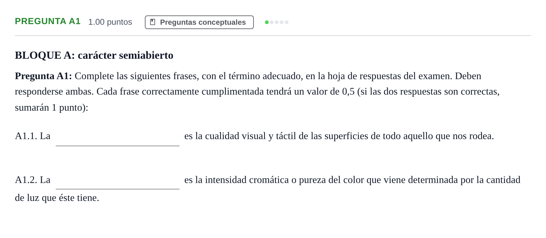 Enunciado: Pregunta A1 · Dibujo Artístico II PAU Andalucía Extraordinaria Suplente 2024