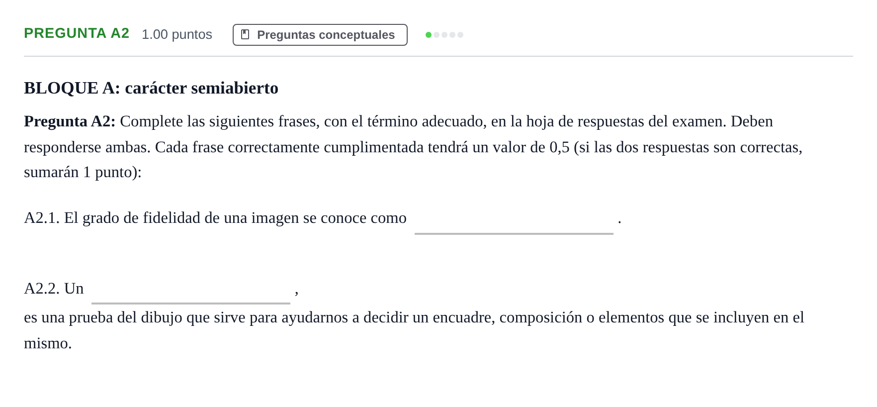 Enunciado: Pregunta A2 · Dibujo Artístico II PAU Andalucía Extraordinaria Suplente 2024