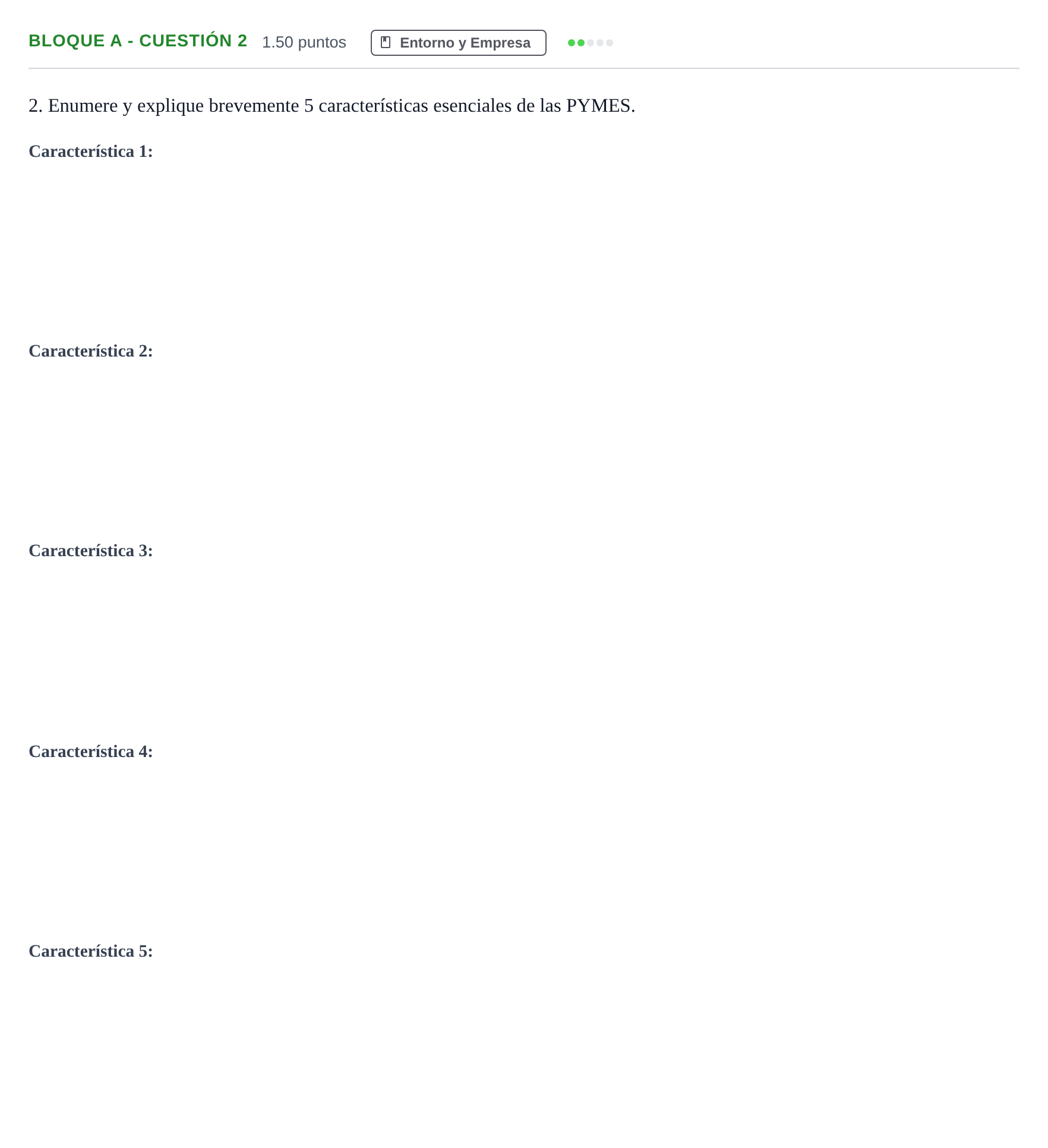 Enunciado: Bloque A - Cuestión 2 · Economía de la Empresa PAU Andalucía Extraordinaria Reserva 2024