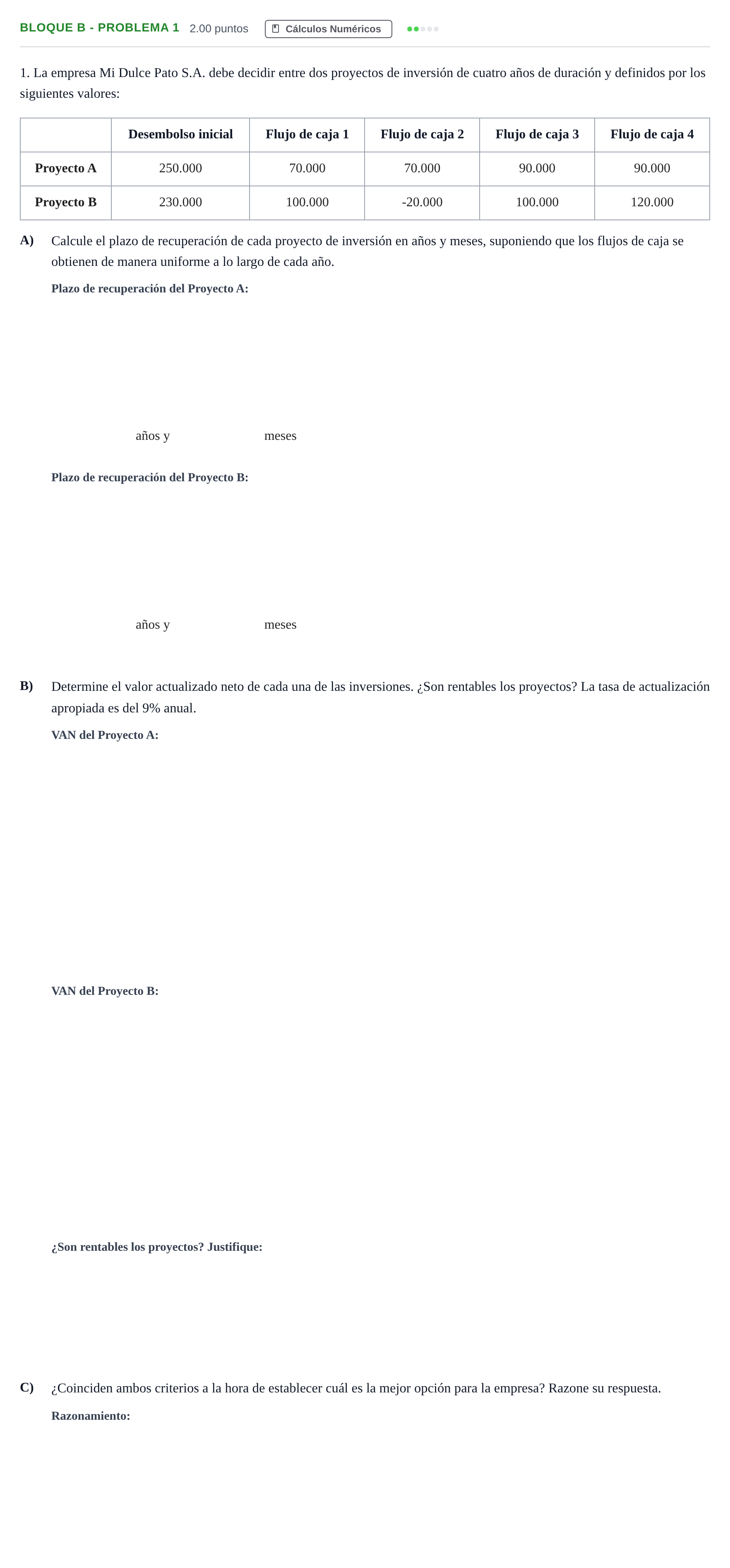 Enunciado: Bloque B - Problema 1 · Economía de la Empresa PAU Andalucía Extraordinaria Reserva 2024