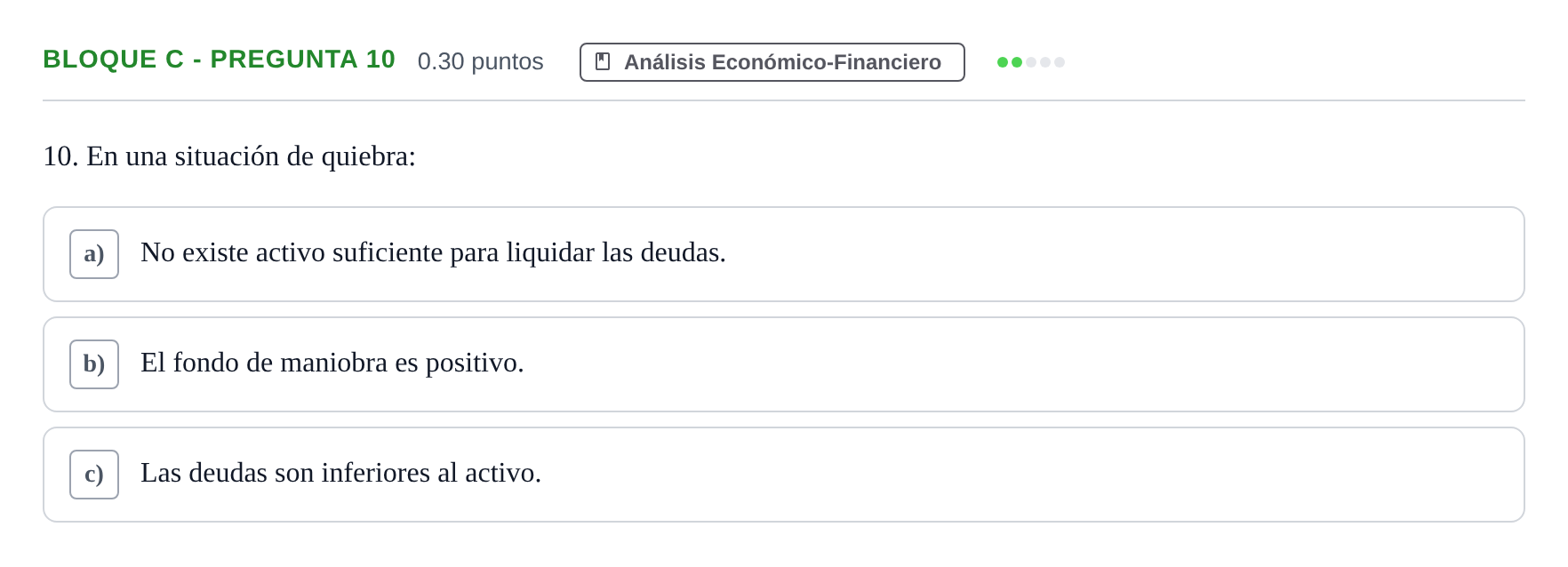 Enunciado: Bloque C - Pregunta 10 · Economía de la Empresa PAU Andalucía Extraordinaria Reserva 2024