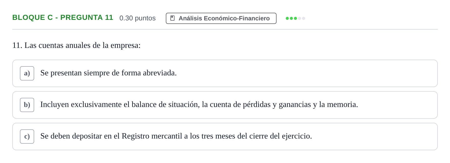 Enunciado: Bloque C - Pregunta 11 · Economía de la Empresa PAU Andalucía Extraordinaria Reserva 2024