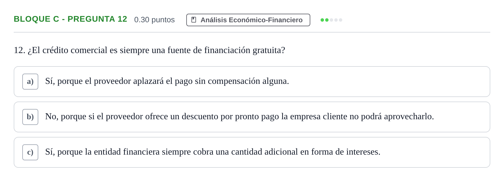 Enunciado: Bloque C - Pregunta 12 · Economía de la Empresa PAU Andalucía Extraordinaria Reserva 2024
