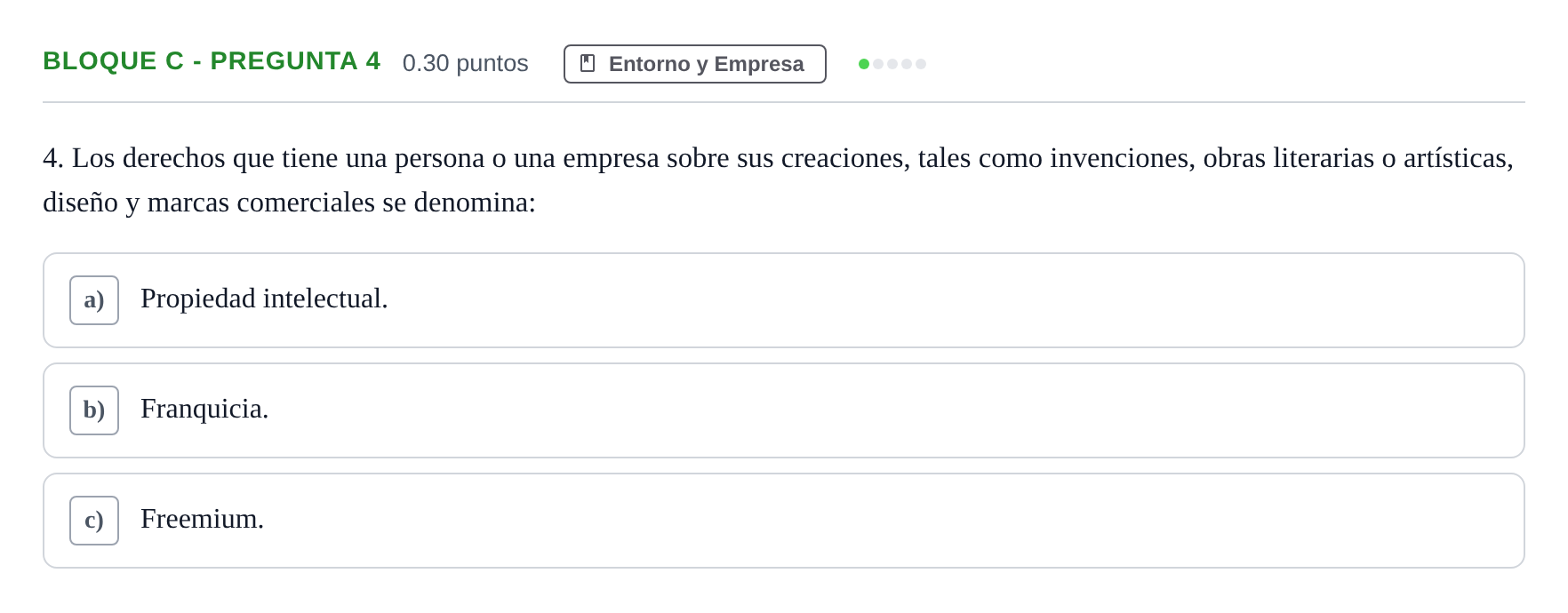 Enunciado: Bloque C - Pregunta 4 · Economía de la Empresa PAU Andalucía Extraordinaria Reserva 2024