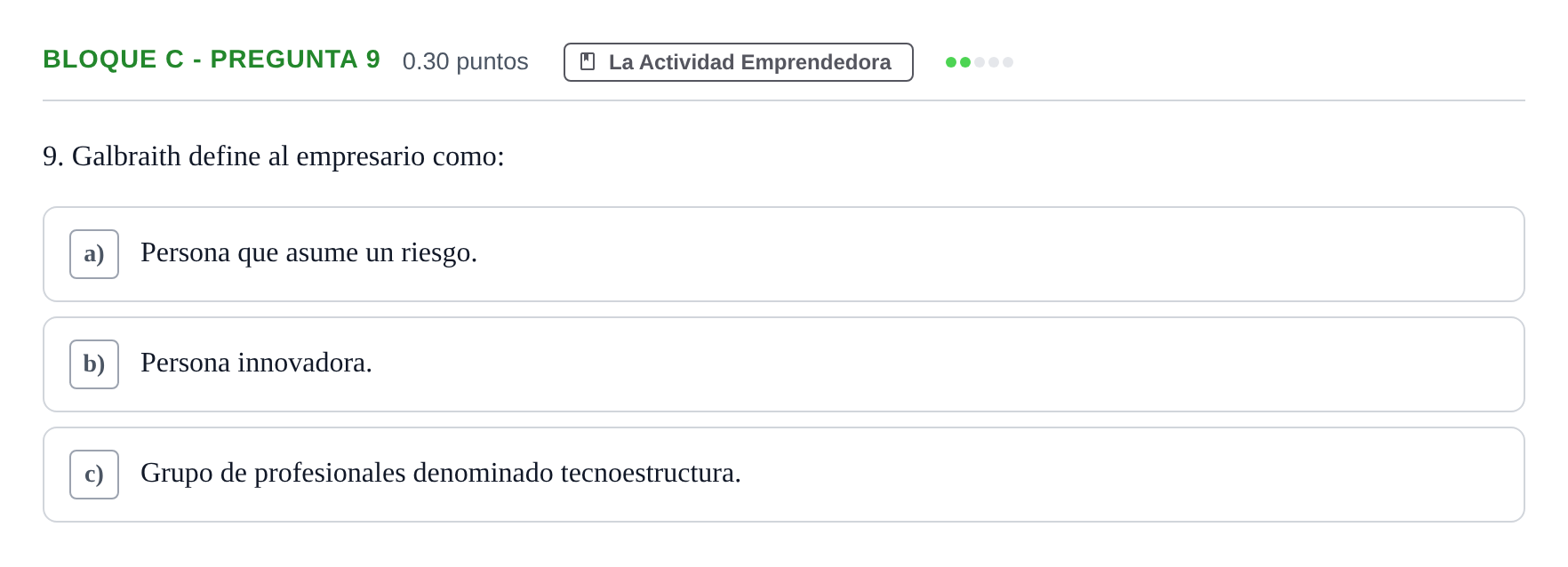 Enunciado: Bloque C - Pregunta 9 · Economía de la Empresa PAU Andalucía Extraordinaria Reserva 2024