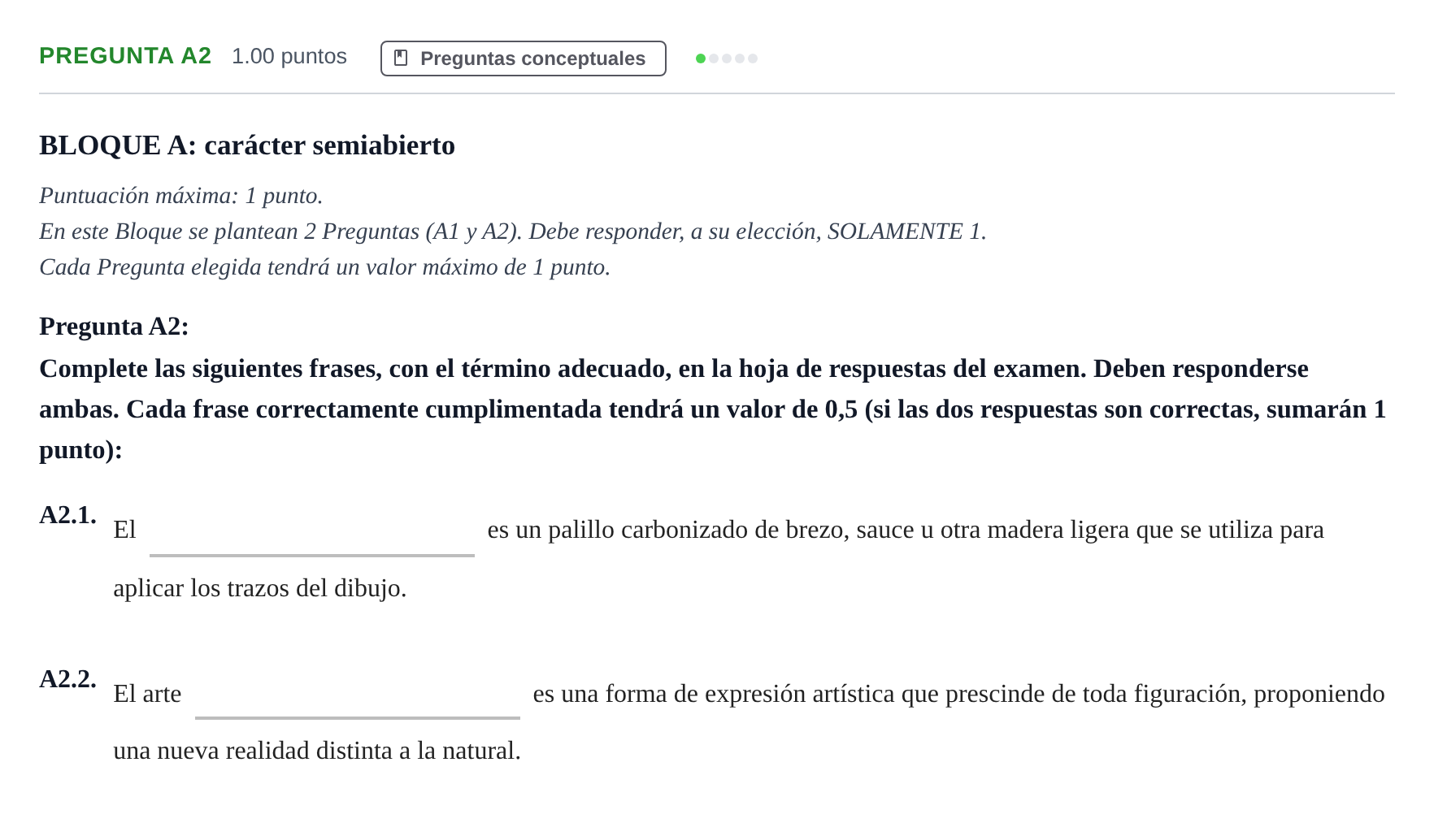 Enunciado: Pregunta A2 · Dibujo Artístico II PAU Andalucía Ordinaria Reserva 2024