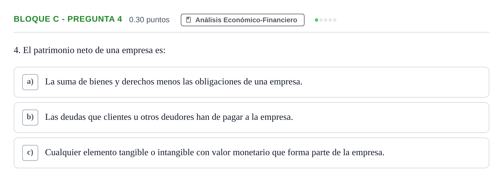 Enunciado: Bloque C - Pregunta 4 · Economía de la Empresa PAU Andalucía Extraordinaria Suplente 2024