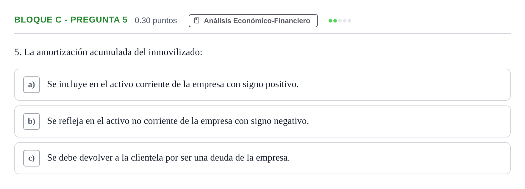 Enunciado: Bloque C - Pregunta 5 · Economía de la Empresa PAU Andalucía Extraordinaria Suplente 2024