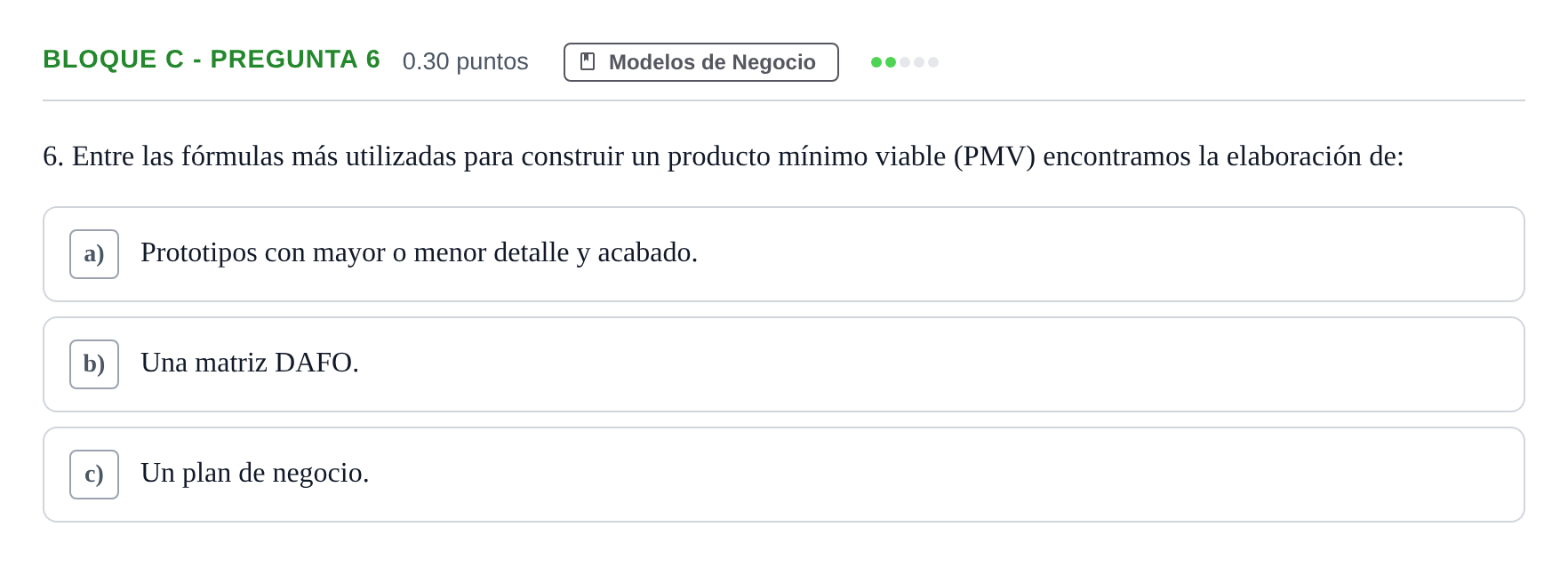 Enunciado: Bloque C - Pregunta 6 · Economía de la Empresa PAU Andalucía Extraordinaria Suplente 2024