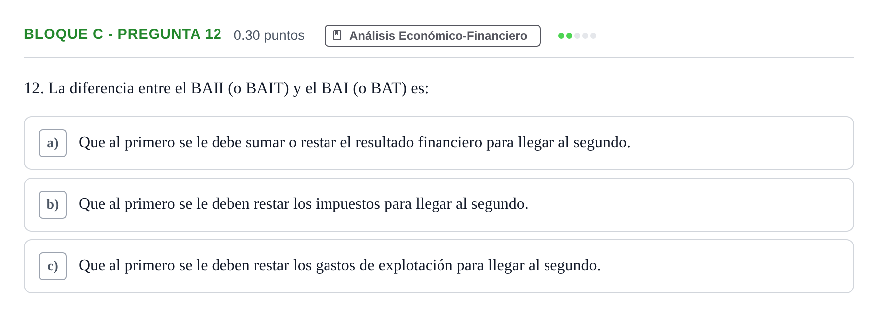 Enunciado: Bloque C - Pregunta 12 · Economía de la Empresa PAU Andalucía Extraordinaria Titular 2024
