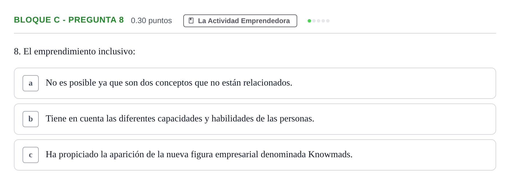Enunciado: Bloque C - Pregunta 8 · Economía de la Empresa PAU Andalucía Extraordinaria Titular 2024