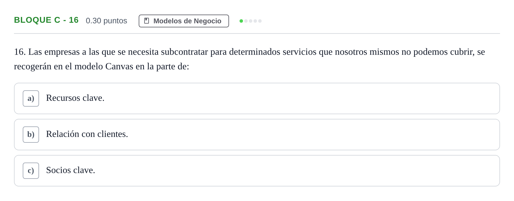 Enunciado: Bloque C - 16 · Economía de la Empresa PAU Andalucía Ordinaria Reserva 2024