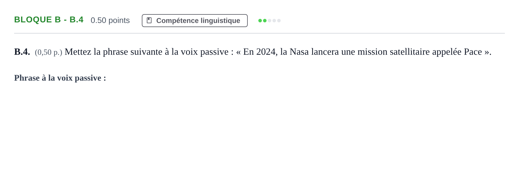 Enunciado: Bloque B - B.4 · Francés PAU Andalucía Extraordinaria Reserva 2024