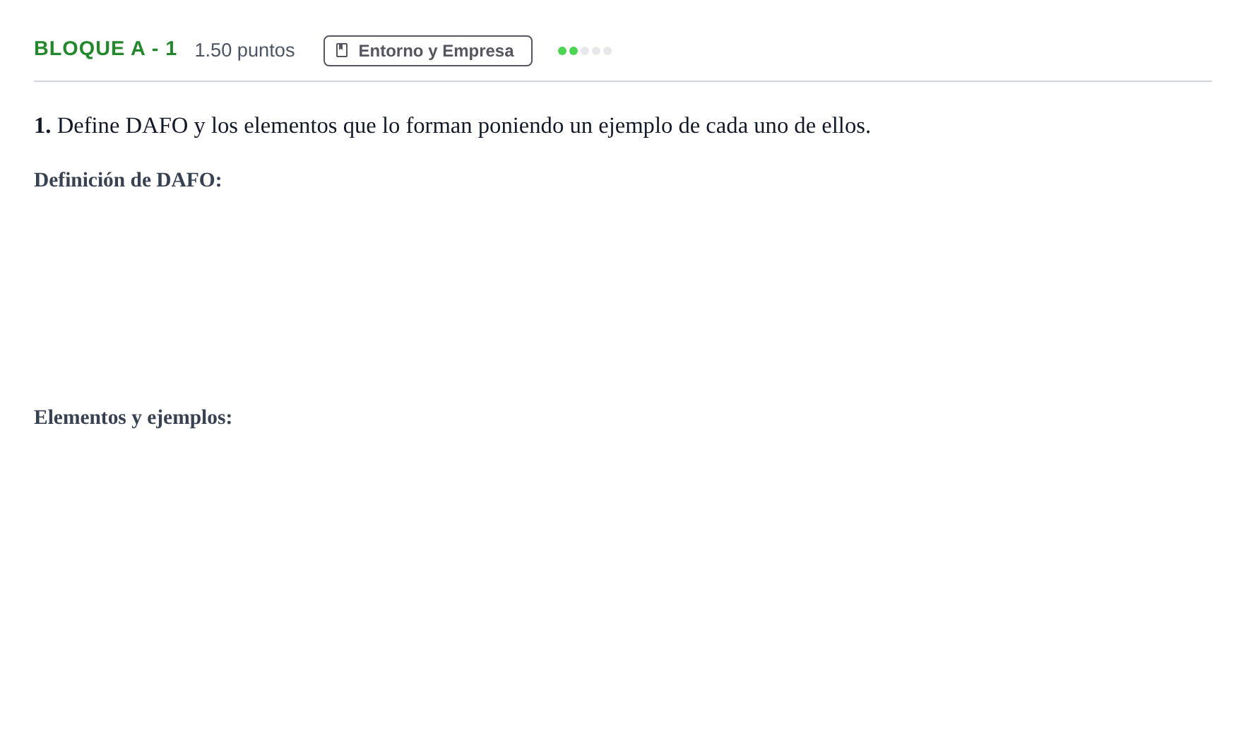 Enunciado: Bloque A - 1 · Economía de la Empresa PAU Andalucía Ordinaria Suplente 2024