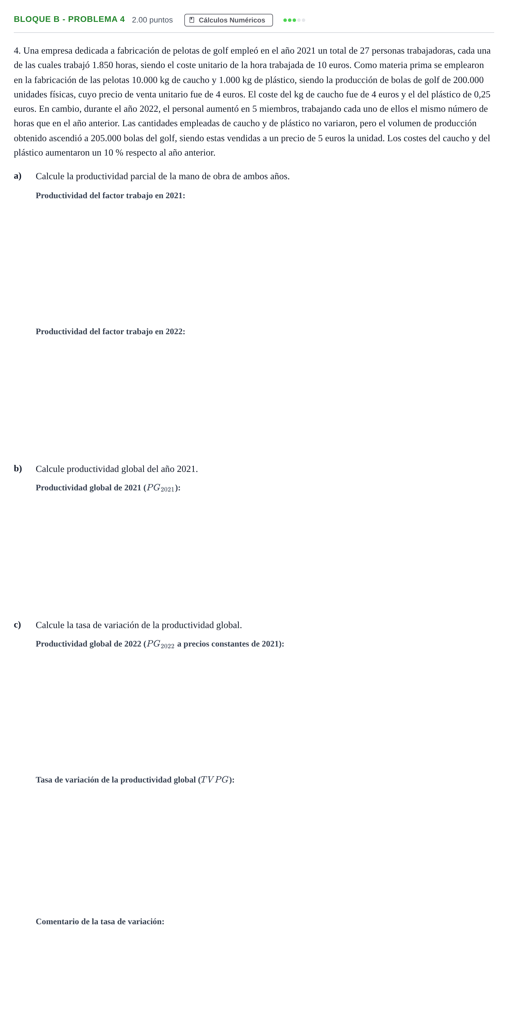 Enunciado: Bloque B - Problema 4 · Economía de la Empresa PAU Andalucía Ordinaria Titular 2024