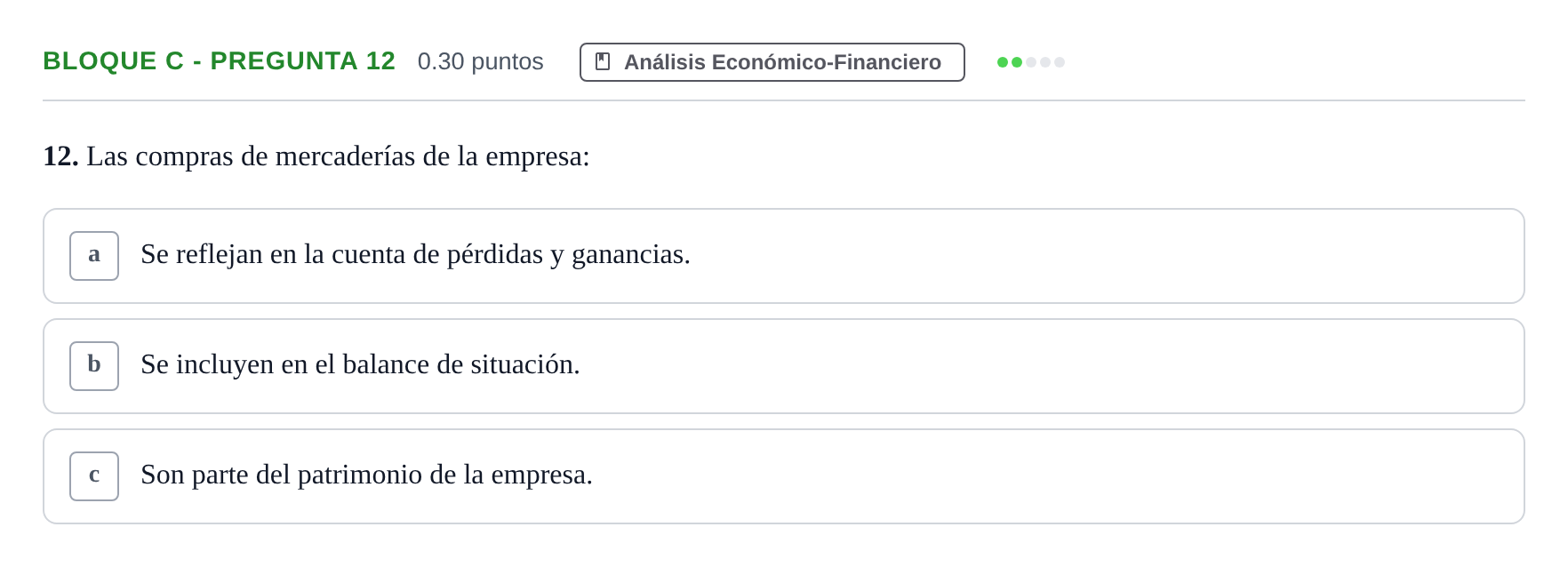 Enunciado: Bloque C - Pregunta 12 · Economía de la Empresa PAU Andalucía Ordinaria Titular 2024