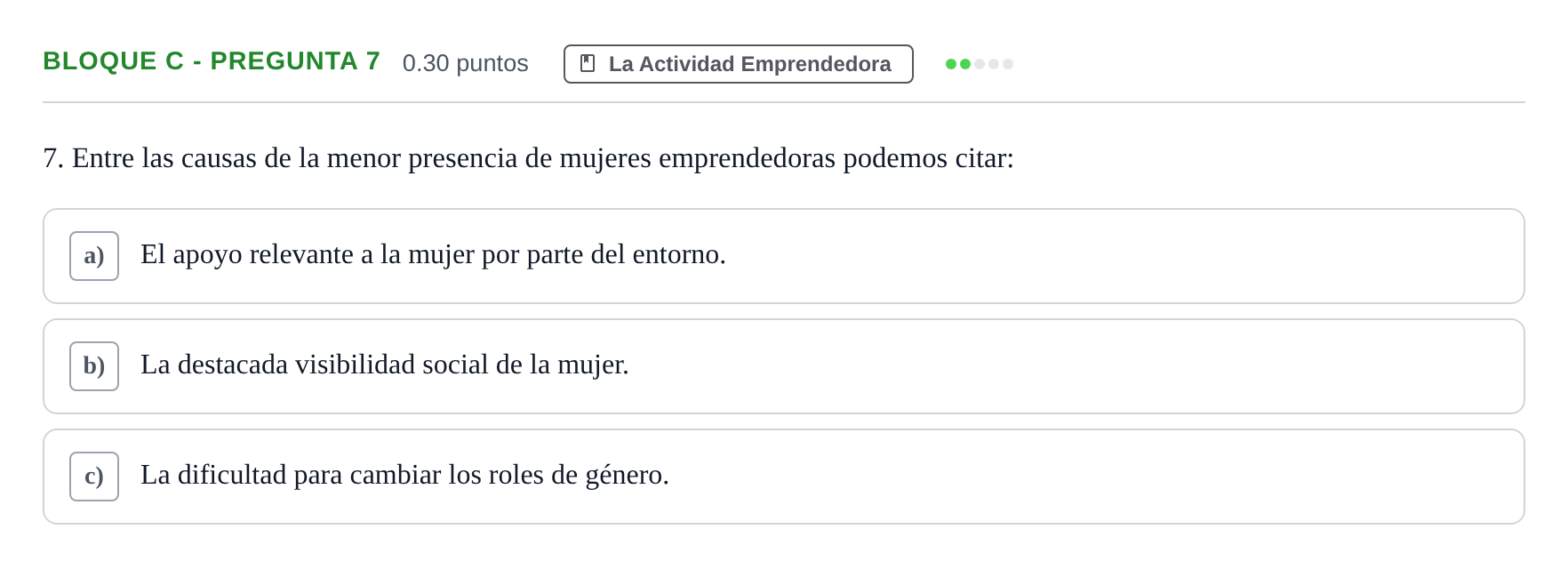 Enunciado: Bloque C - Pregunta 7 · Economía de la Empresa PAU Andalucía Ordinaria Titular 2024