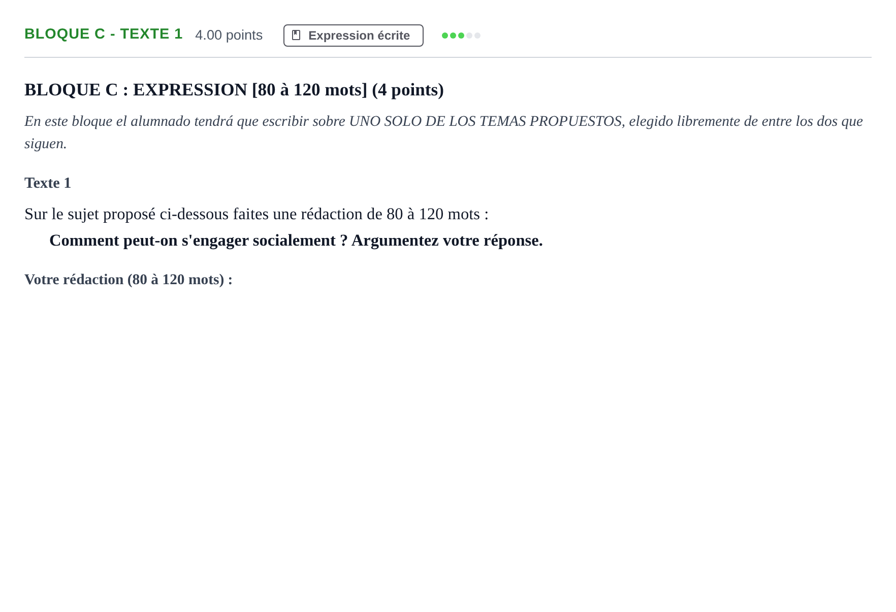 Enunciado: Bloque C - Texte 1 · Francés PAU Andalucía Extraordinaria Titular (Acceso) 2024