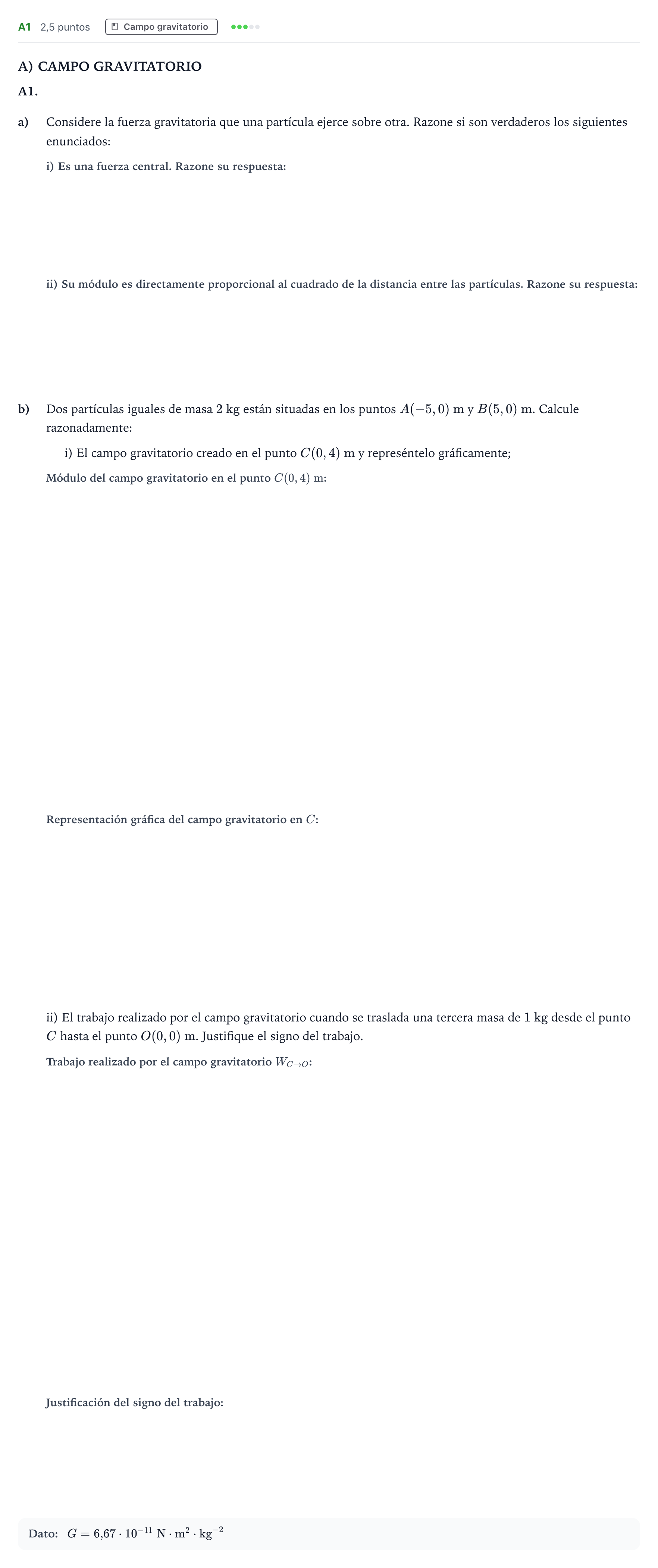 Enunciado: Ejercicio A1 · Física PAU Andalucía Ordinaria Reserva 2024