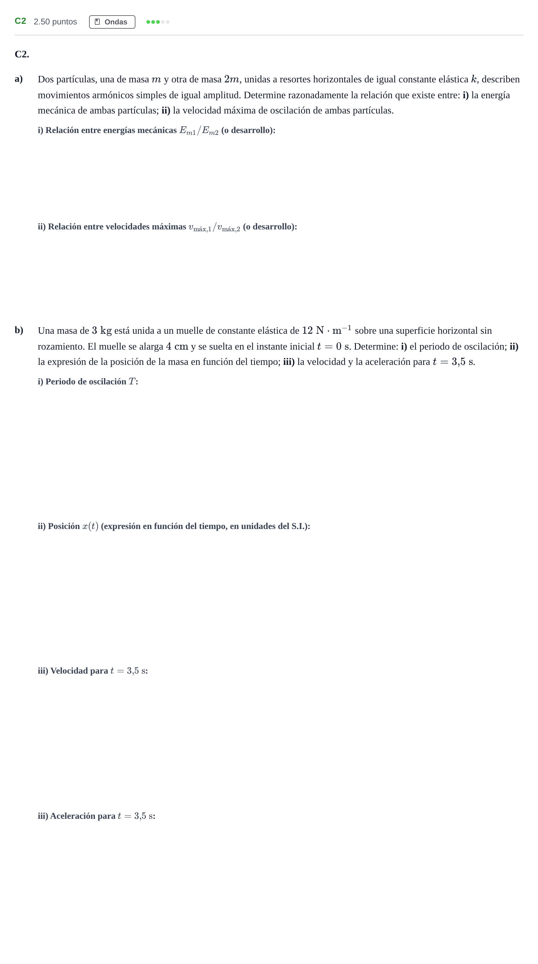 Enunciado: Ejercicio C2 · Física PAU Andalucía Ordinaria Suplente 2024