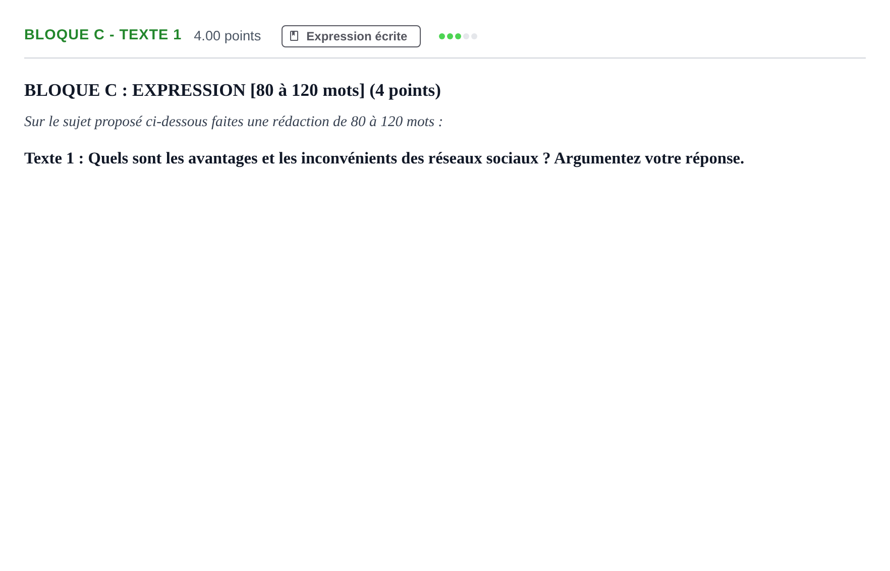 Enunciado: Bloque C - Texte 1 · Francés PAU Andalucía Extraordinaria Titular (Admisión) 2024