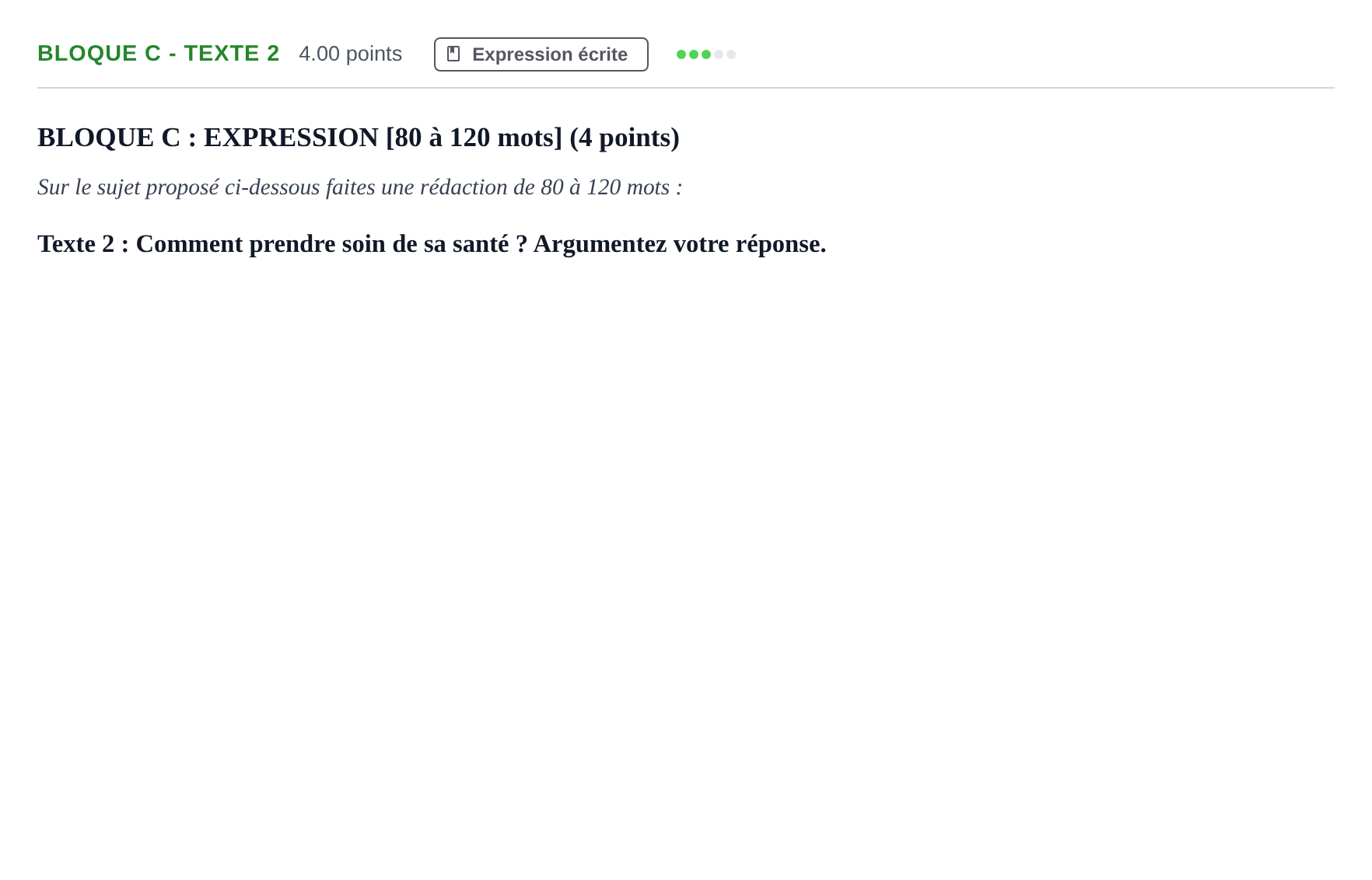 Enunciado: Bloque C - Texte 2 · Francés PAU Andalucía Extraordinaria Titular (Admisión) 2024