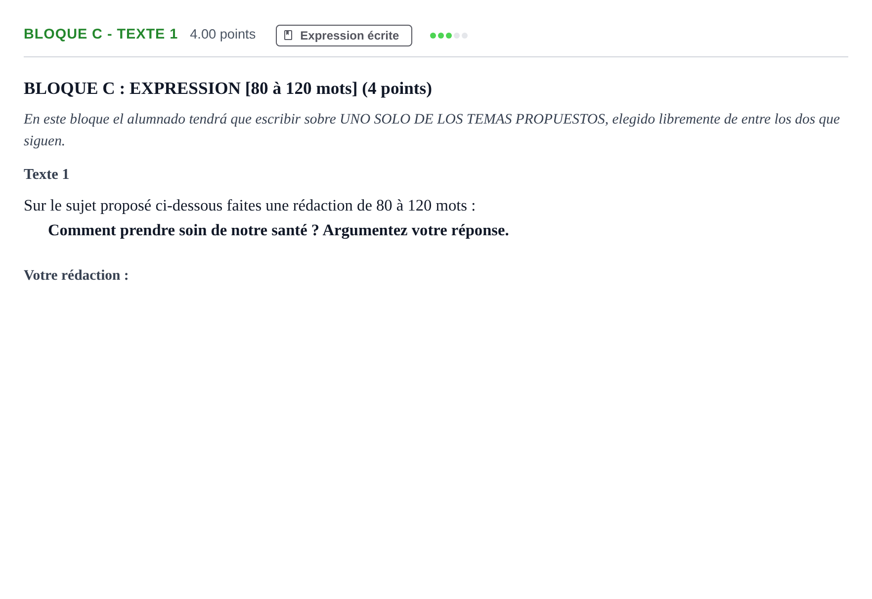 Enunciado: Bloque C - Texte 1 · Francés PAU Andalucía Ordinaria Reserva 2024