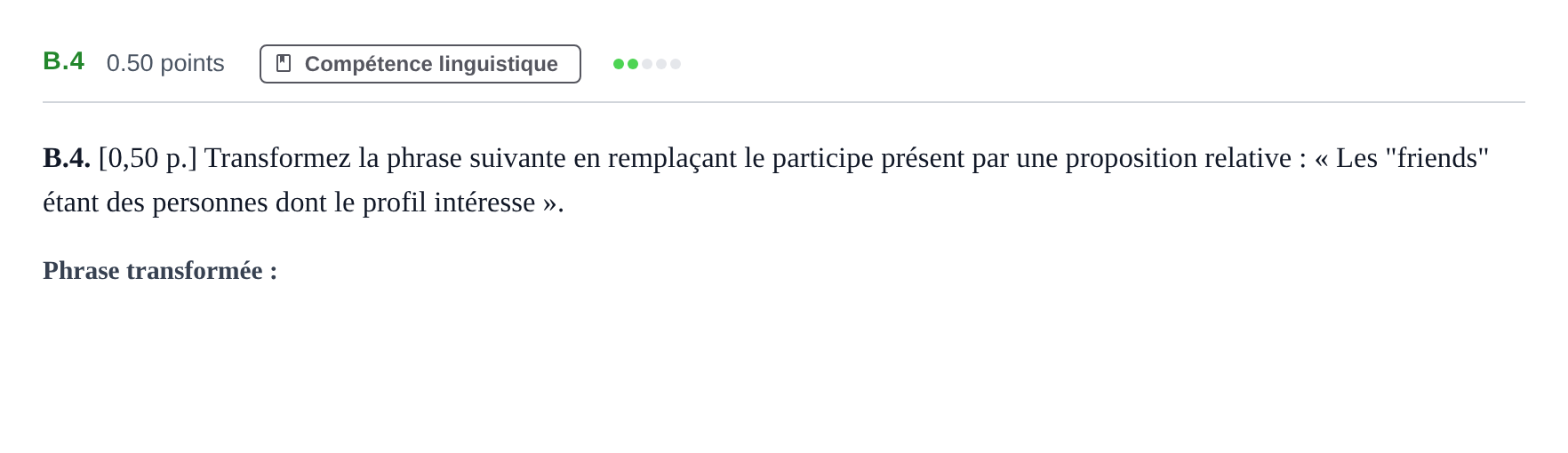 Enunciado: Ejercicio B.4 · Francés PAU Andalucía Ordinaria Titular (Admisión) 2024