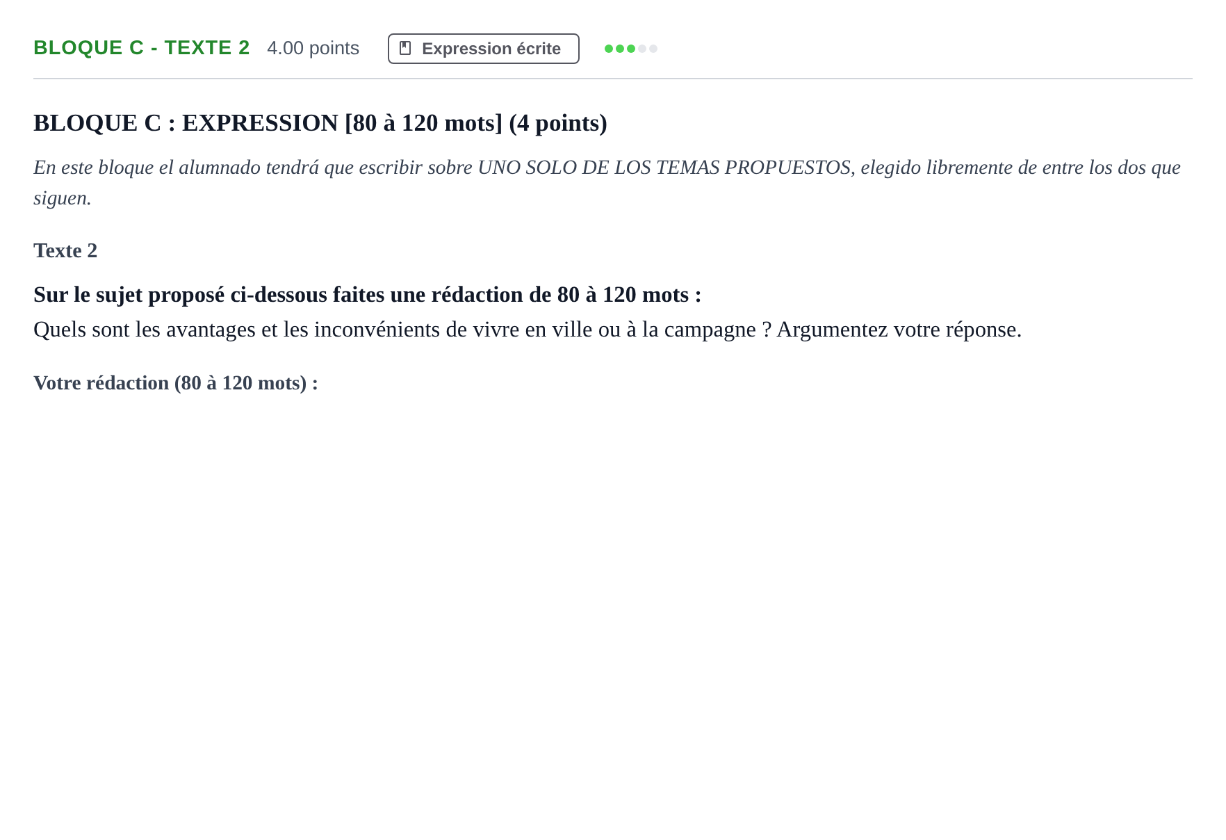 Enunciado: Bloque C - Texte 2 · Francés PAU Andalucía Ordinaria Titular (Admisión) 2024