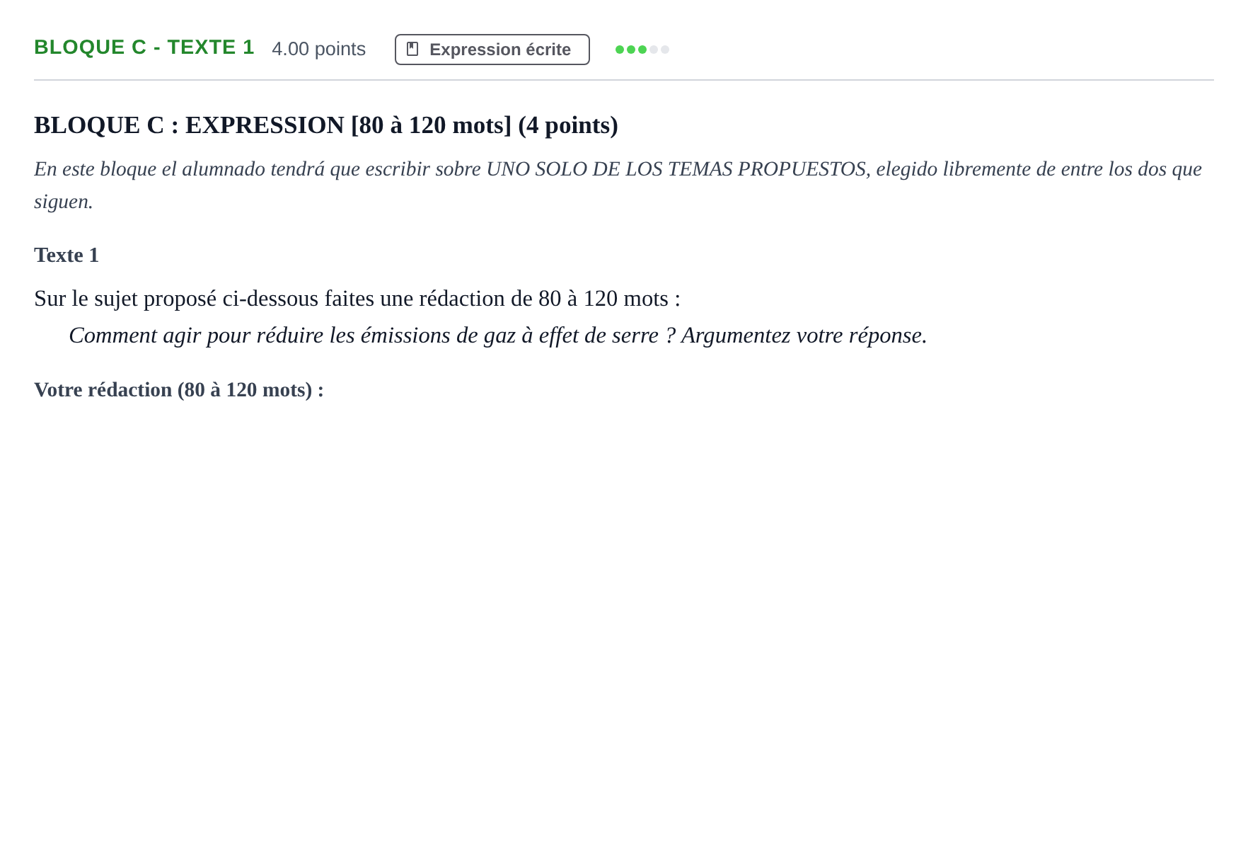 Enunciado: Bloque C - Texte 1 · Francés PAU Andalucía Ordinaria Titular (Acceso) 2024