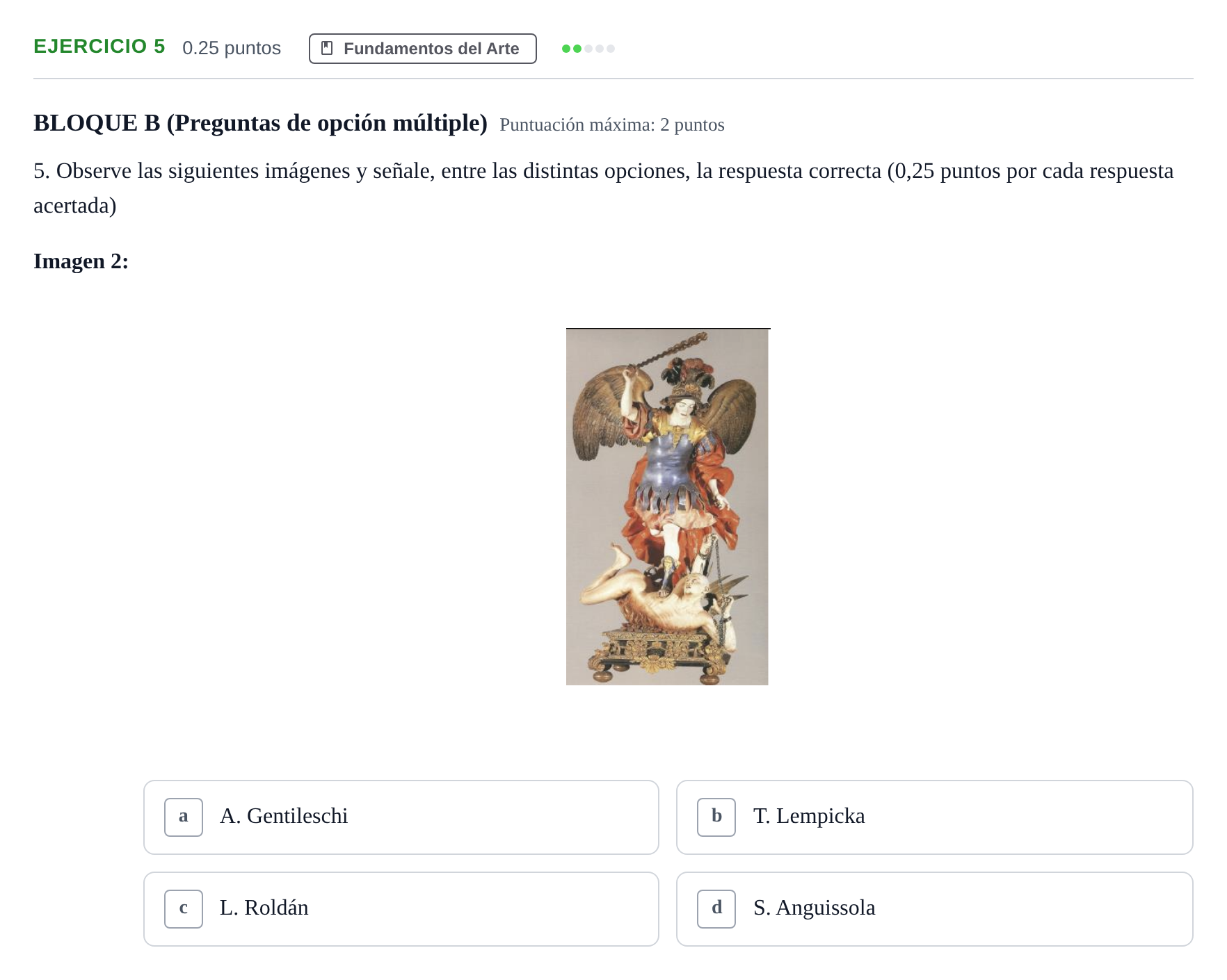 Enunciado: Ejercicio 5 - Fundamentos del Arte · Fundamentos Artísticos PAU Andalucía Extraordinaria Reserva 2024
