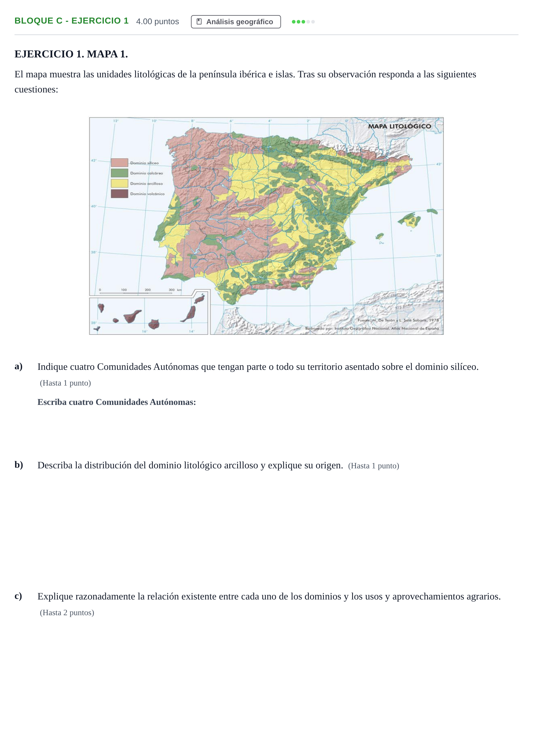 Enunciado: Bloque C - Ejercicio 1 · Geografía PAU Andalucía Extraordinaria Reserva 2024