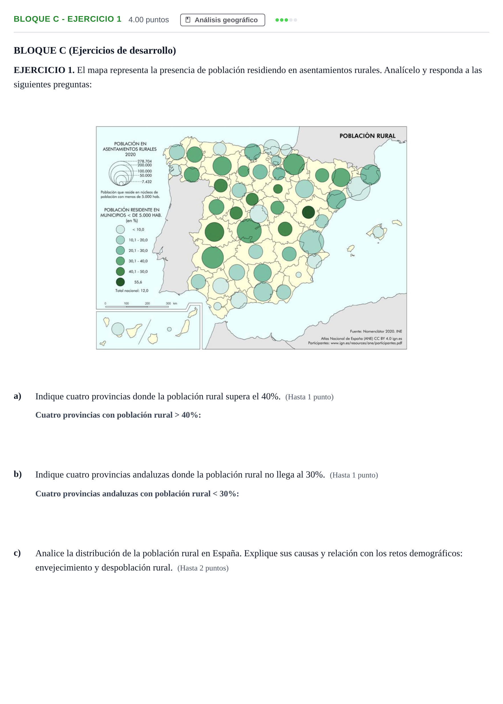 Enunciado: Bloque C - Ejercicio 1 · Geografía PAU Andalucía Extraordinaria Suplente 2024