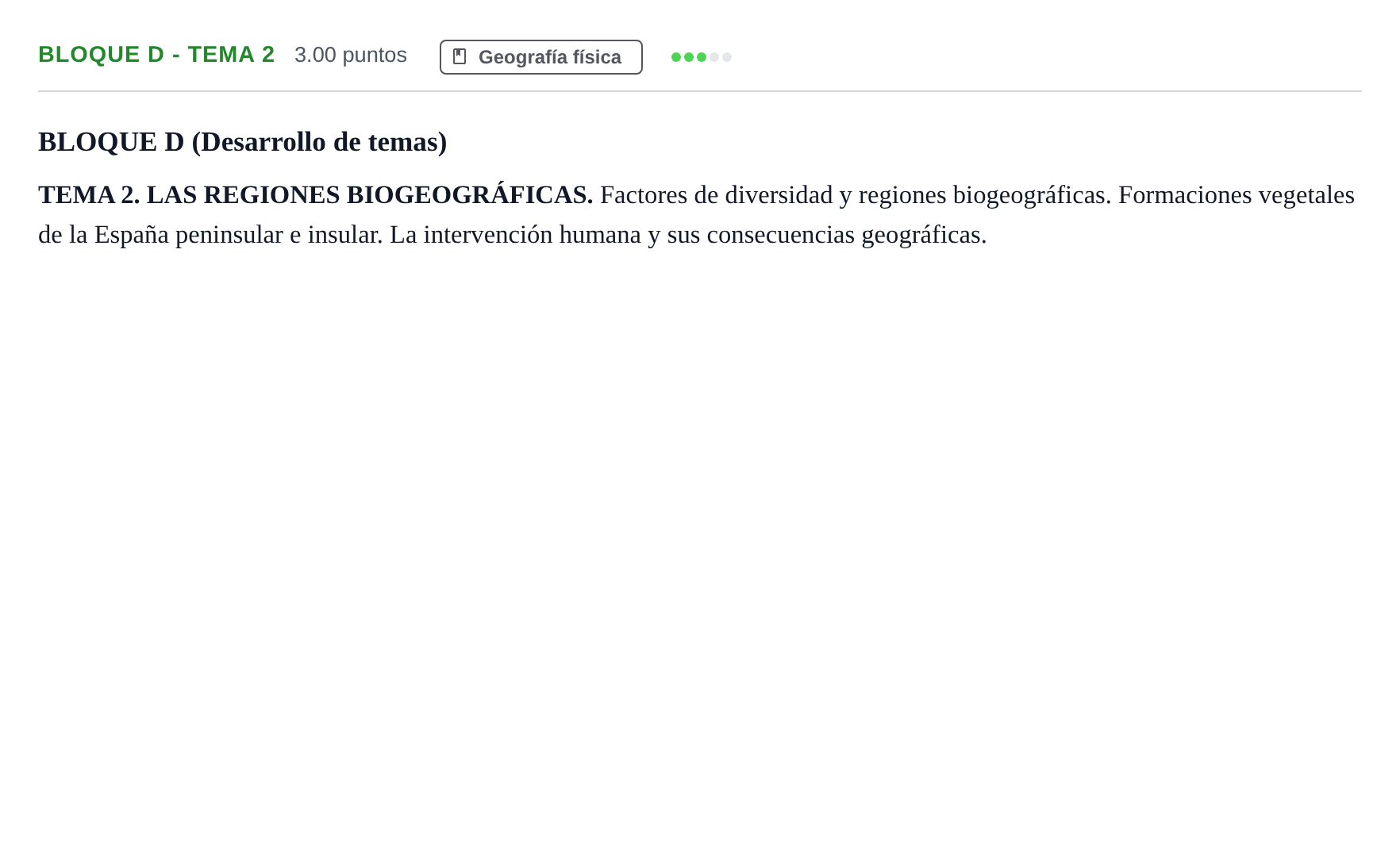 Enunciado: Bloque D - Tema 2 · Geografía PAU Andalucía Extraordinaria Suplente 2024