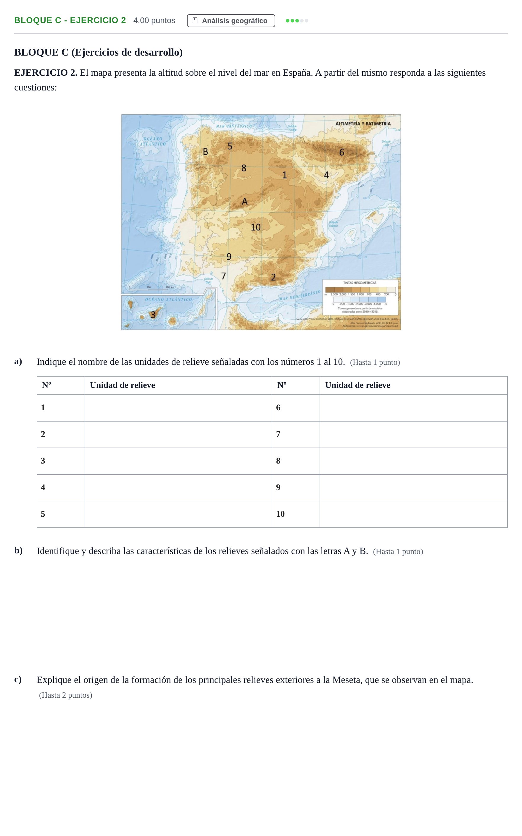 Enunciado: Bloque C - Ejercicio 2 · Geografía PAU Andalucía Extraordinaria Titular 2024