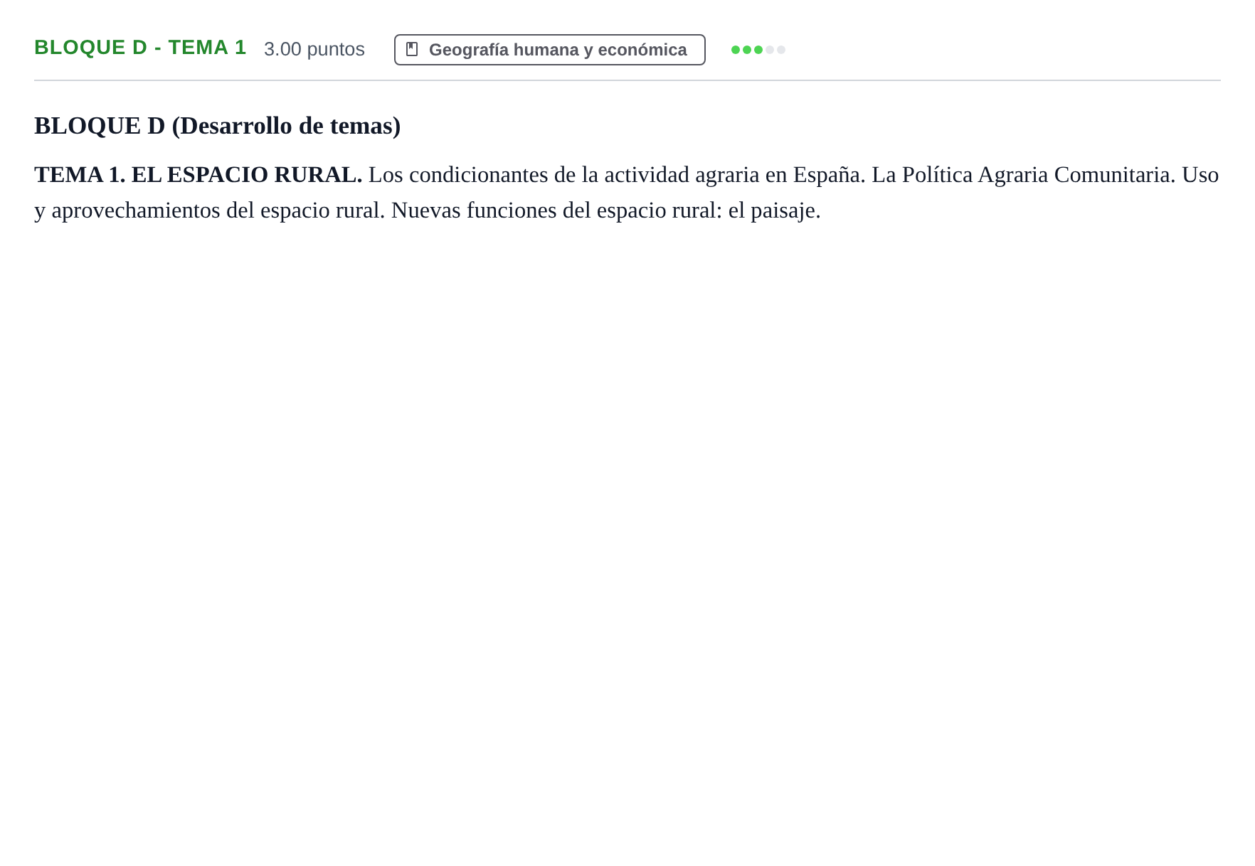 Enunciado: Bloque D - Tema 1 · Geografía PAU Andalucía Extraordinaria Titular 2024