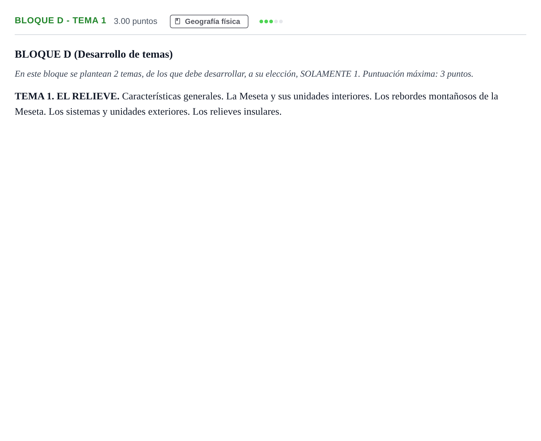 Enunciado: Bloque D - Tema 1 · Geografía PAU Andalucía Ordinaria Reserva 2024