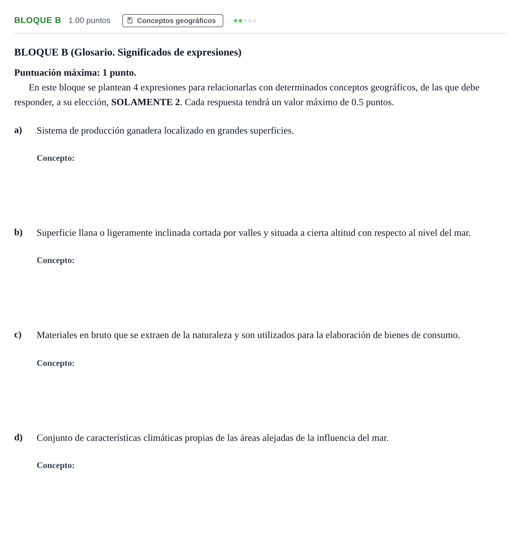 Enunciado: Bloque B · Geografía PAU Andalucía Ordinaria Suplente 2024
