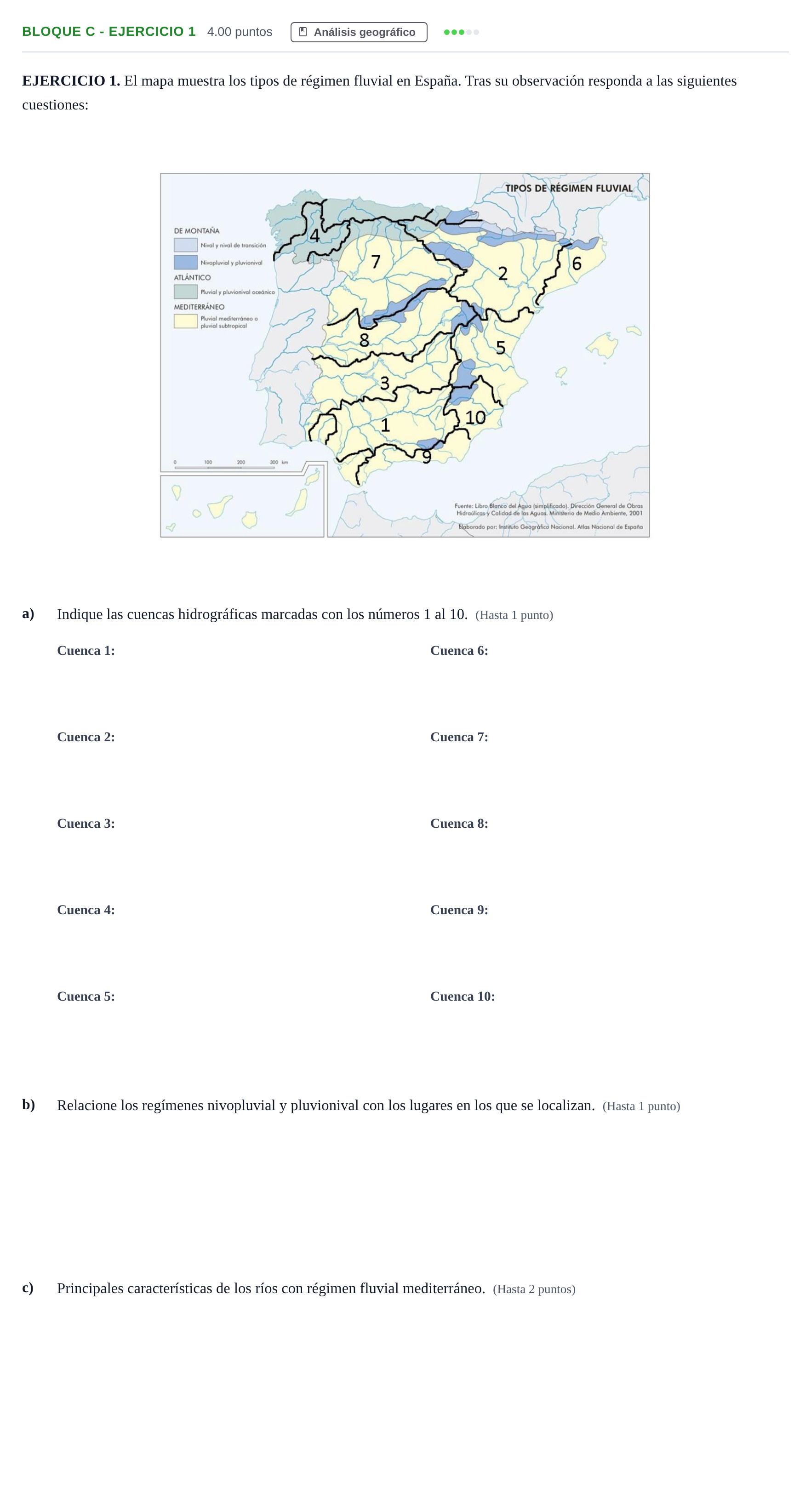 Enunciado: Bloque C - Ejercicio 1 · Geografía PAU Andalucía Ordinaria Suplente 2024