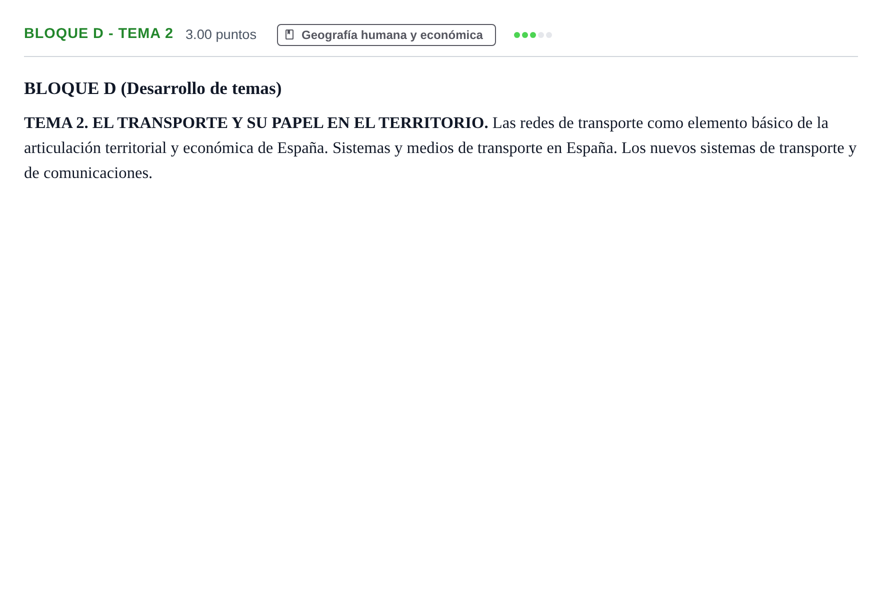 Enunciado: Bloque D - Tema 2 · Geografía PAU Andalucía Ordinaria Suplente 2024