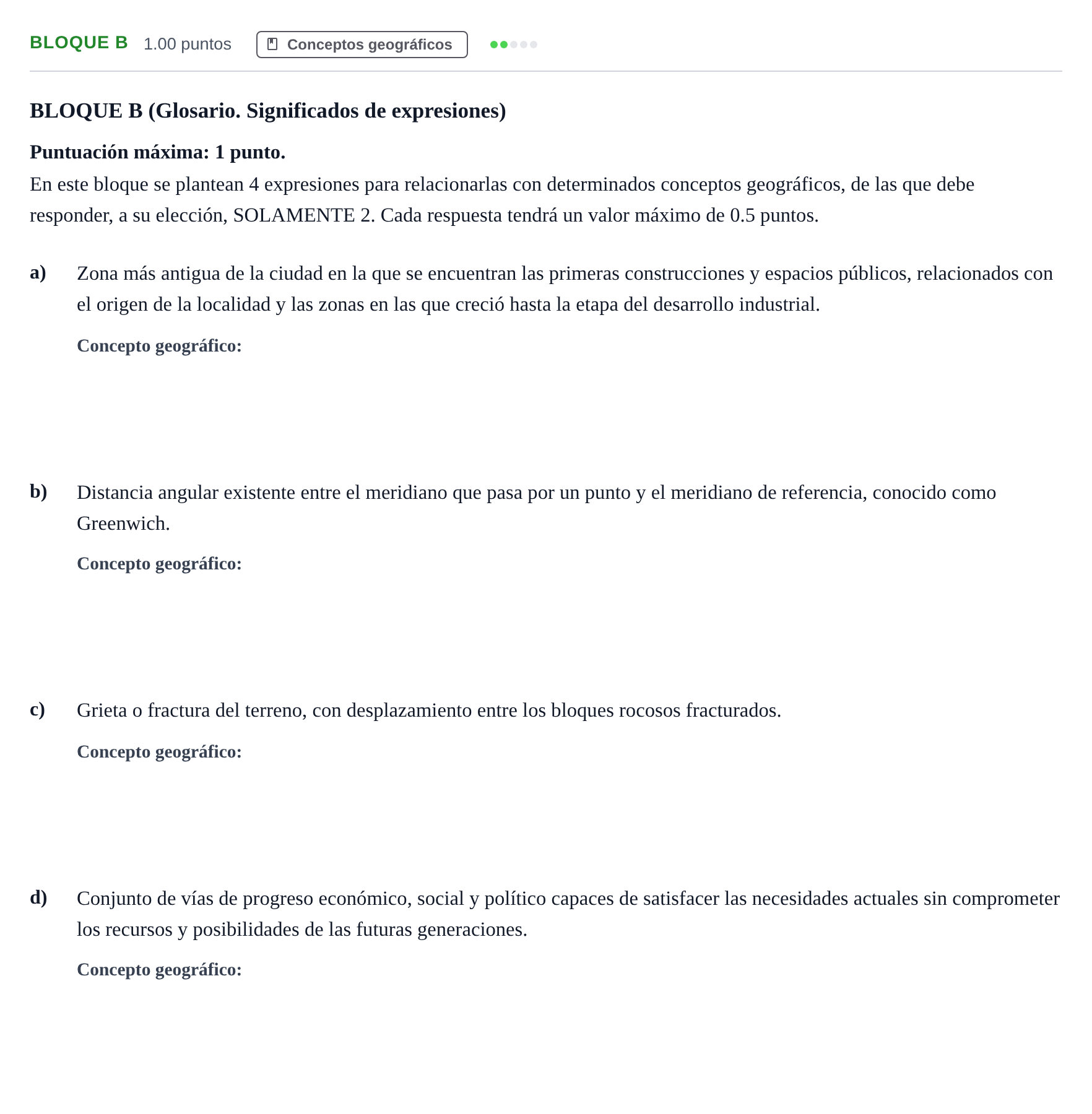 Enunciado: Bloque B · Geografía PAU Andalucía Ordinaria Titular 2024