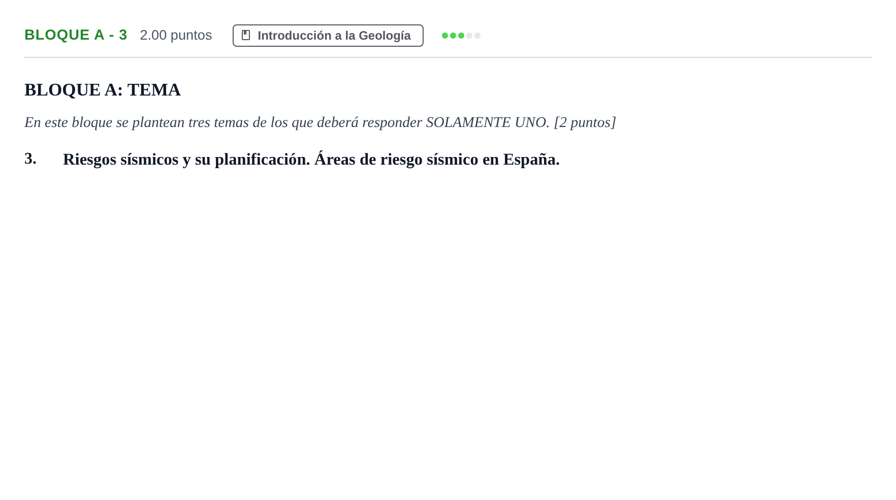 Enunciado: Bloque A - 3 · Geología PAU Andalucía Extraordinaria Reserva 2024