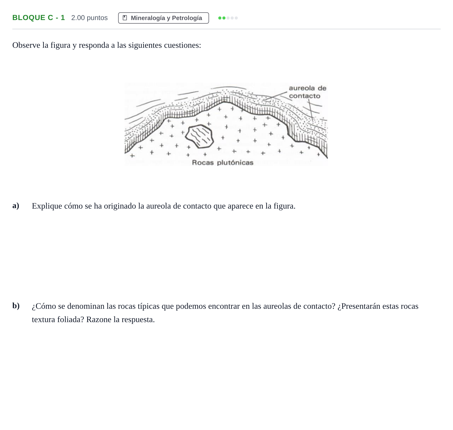 Enunciado: Bloque C - 1 · Geología PAU Andalucía Extraordinaria Reserva 2024